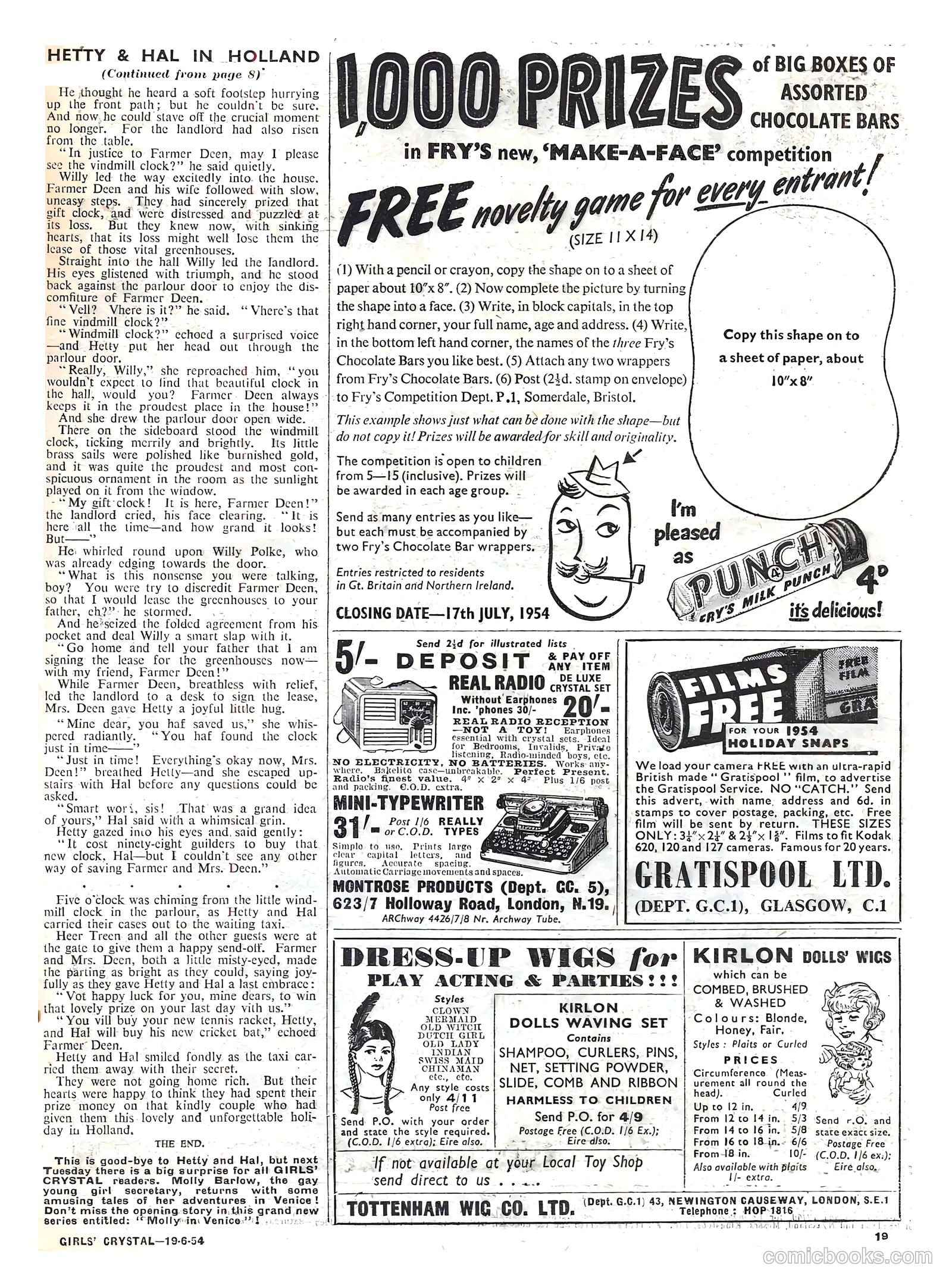 Girls' Crystal #974 (1954) — page 19 of 20