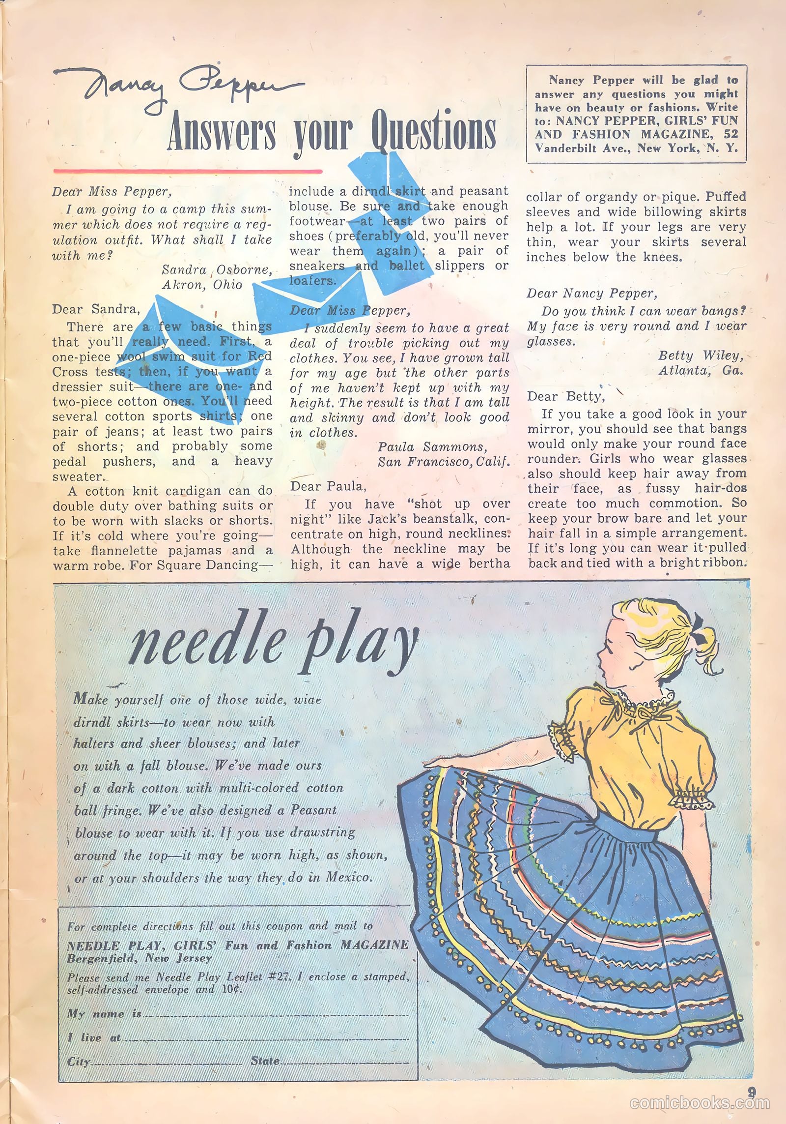 Girls' Fun and Fashion Magazine #47 (1950) — page 15 of 43