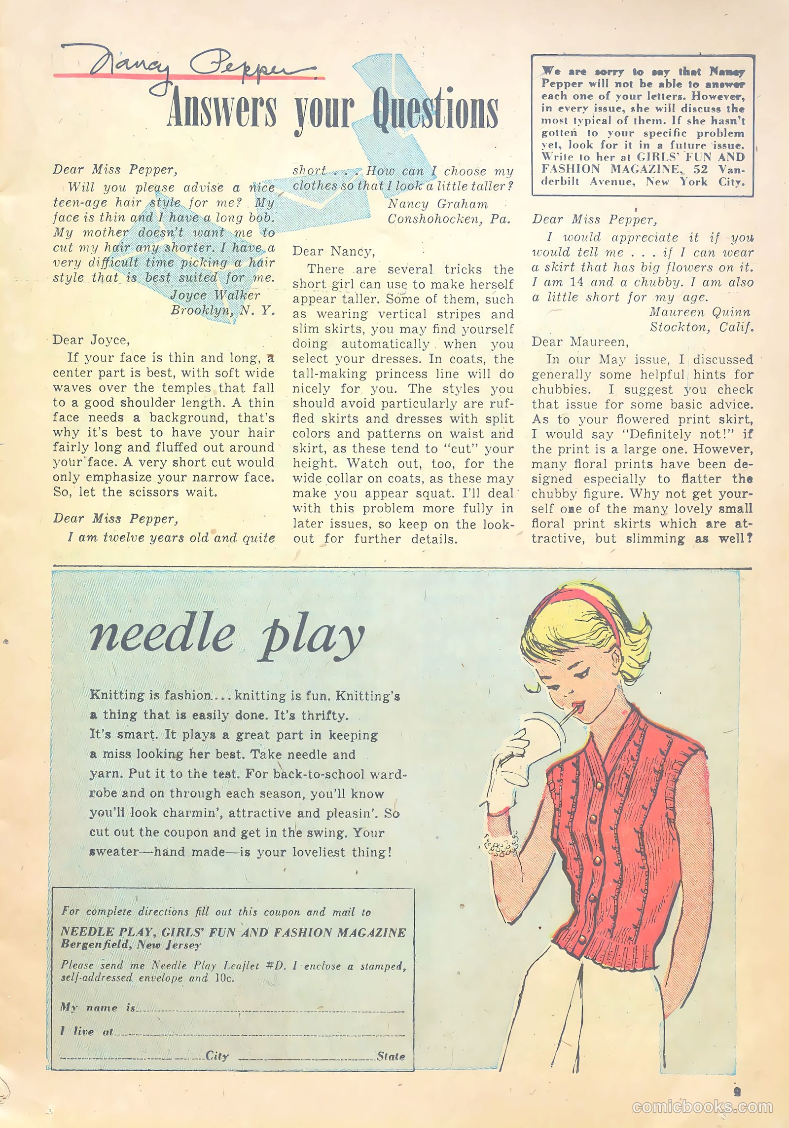 Girls' Fun and Fashion Magazine #48 (1950) — page 15 of 44