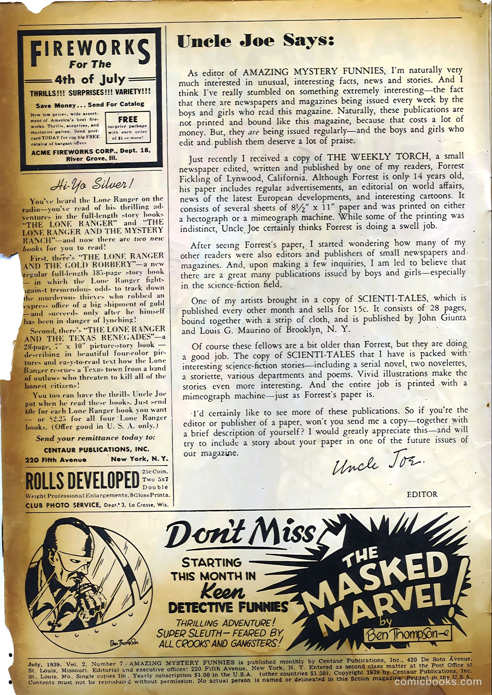 Amazing Mystery Funnies #11 (1939) — page 2 of 52