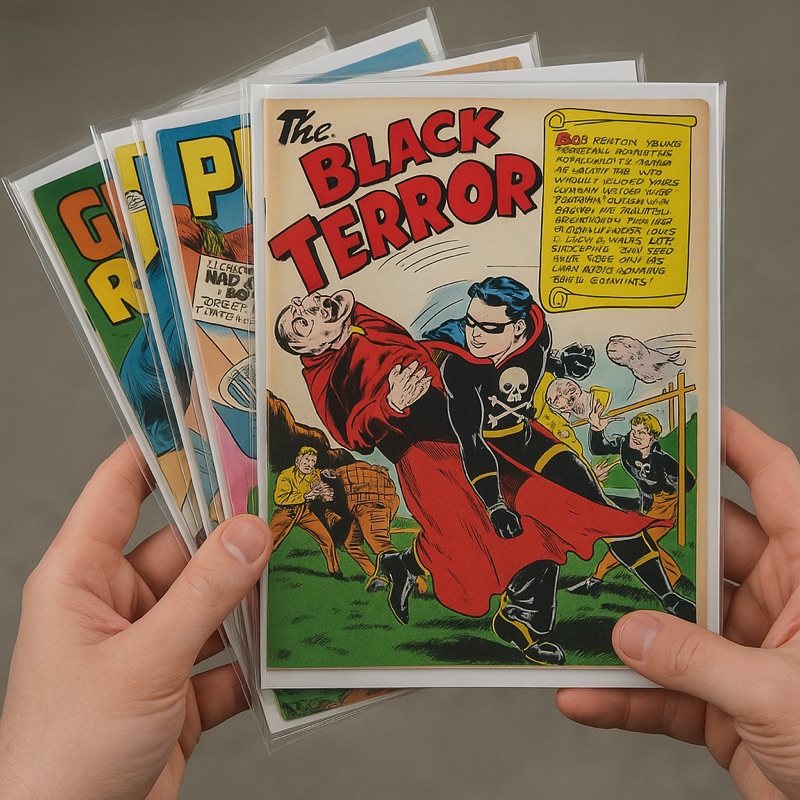 A handful of bagged golden-age comic books